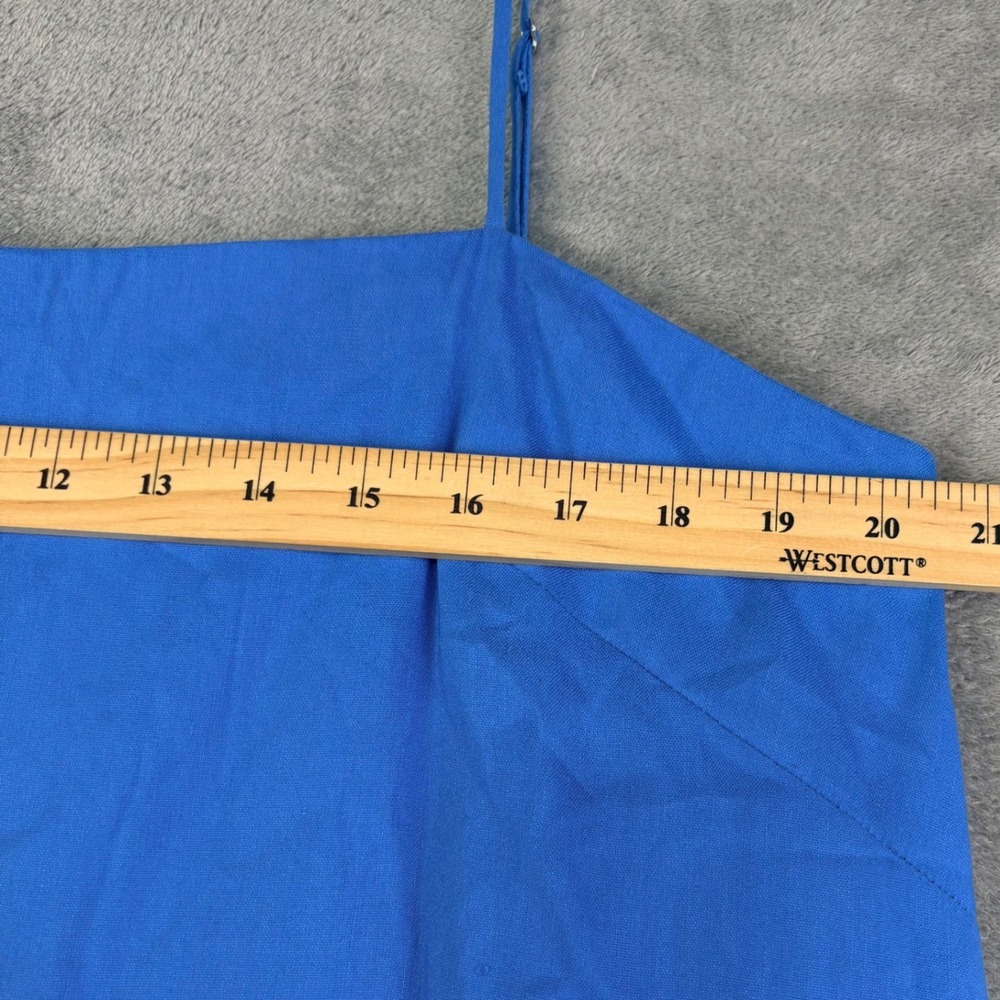 Gianni Bini Womens XL Blue Linen Blend Mini Dress Spaghetti Strap Summer Coastal - Picture 6 of 14